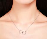 925 Silver Double Round Circles Pendant Choker Necklace