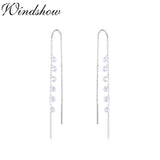 925 Silver CZ Tassel Drop Long Earrings for Women