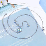 925 Silver Chain Moon Planet Necklace Zircon Jewelry, 16 Inches