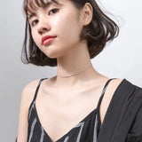 925 Sterling Silver Choker Necklace Punk Jewelry Women Platinum