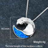 925 Silver Ocean Wave Opal Stone Necklace