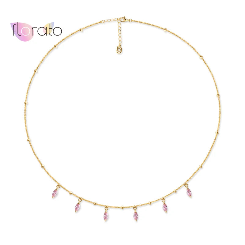 925 Sterling Silver Crystal Clavicle Chain Necklace for Women