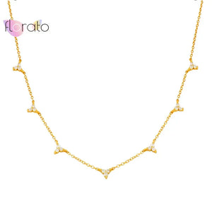 925 Sterling Silver Crystal Clavicle Chain Necklace for Women