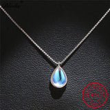 925 Silver Moonstone Water Drop Necklace for Women