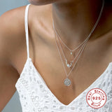 925 Silver Opal Pendant Multilayer Necklace for Women