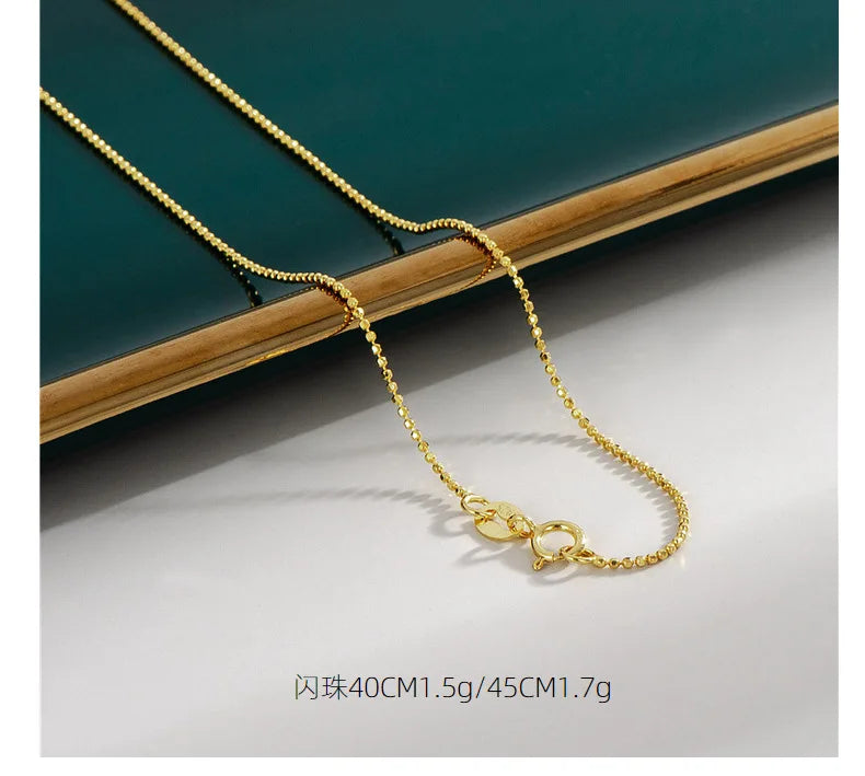 925 Silver Chain Necklaces 18K Plated Women Jewelry
