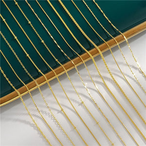 925 Silver Chain Necklaces 18K Plated Women Jewelry