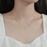 Sterling Silver Crystal Zirconia Clovers Pendant Necklace