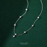 Sterling Silver Crystal Zirconia Clovers Pendant Necklace