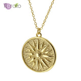 925 Silver Chain Necklace Round Sun Pendant Crystal Ladies Party Jewelry