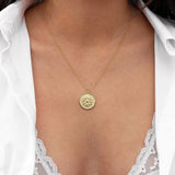 925 Silver Chain Necklace Round Sun Pendant Crystal Ladies Party Jewelry