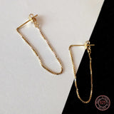 925 Silver Chain Pendant Earrings for Women Minimalist Dangle Ear Line Jewelry