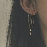 925 Silver Chain Pendant Earrings for Women Minimalist Dangle Ear Line Jewelry