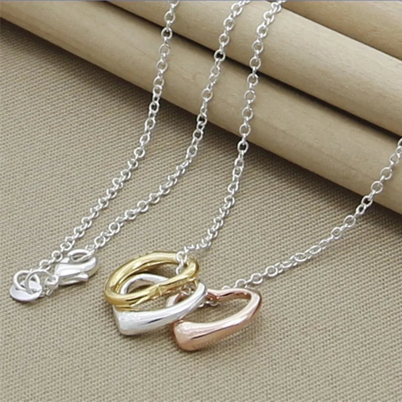 Sterling Silver Heart Pendant Necklace for Women Wedding Jewelry