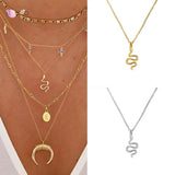 925 Silver Snake Necklace with Dangle Pendant for Women