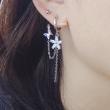 925 Sterling Silver Chain Stud Earring Original Zircon Snowman Ear Jewel