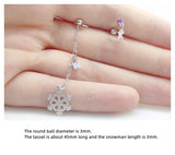 925 Sterling Silver Chain Stud Earring Original Zircon Snowman Ear Jewel