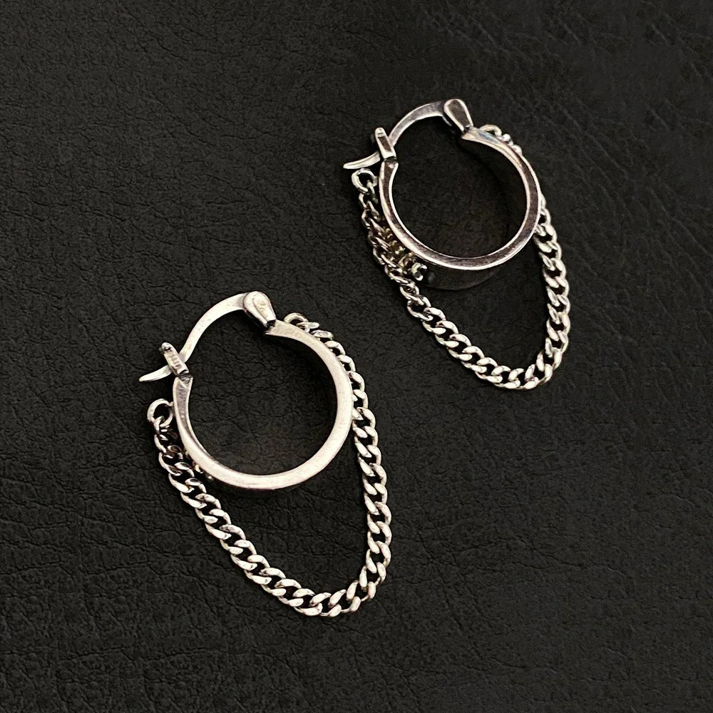925 Silver Tassel Hoop Earrings Vintage Fine Jewelry