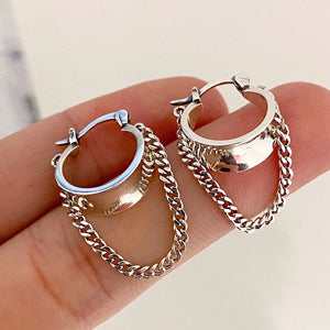 925 Silver Tassel Hoop Earrings Vintage Fine Jewelry