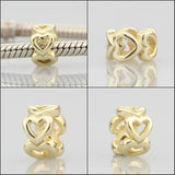 925 Sterling Silver Charm Heart Diamond Love Space Beads for Bracelet