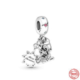 925 Sterling Silver Princess Rose Lover Charm Pendant Beads