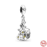 925 Sterling Silver Princess Rose Lover Charm Pendant Beads