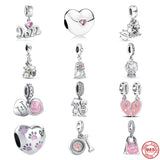 925 Sterling Silver Princess Rose Lover Charm Pendant Beads