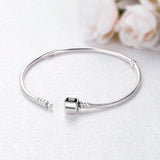 925 Silver Rose Charm Flower Bracelet Snake Chain Diy Jewelry