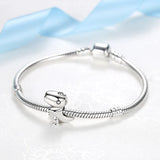 925 Silver Rose Charm Flower Bracelet Snake Chain Diy Jewelry