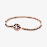 925 Silver Love Charm Bracelet Heart Bangles Snake Chain DIY Jewelry