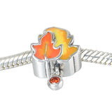 925 Silver Bracelet with Fiery Red Maple Leaves