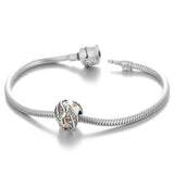 925 Silver Bracelet for Women Charm Beads Leaves Round