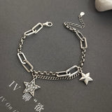 925 Silver Charm Bracelet Vintage Stars Zircon Party Jewelry