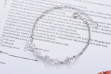 Sterling Silver Charm Bracelet Double Chain Zirconia Square Cube Bracelet