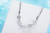 Sterling Silver Charm Bracelet Double Chain Zirconia Square Cube Bracelet