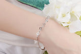 Sterling Silver Charm Bracelet Double Chain Zirconia Square Cube Bracelet