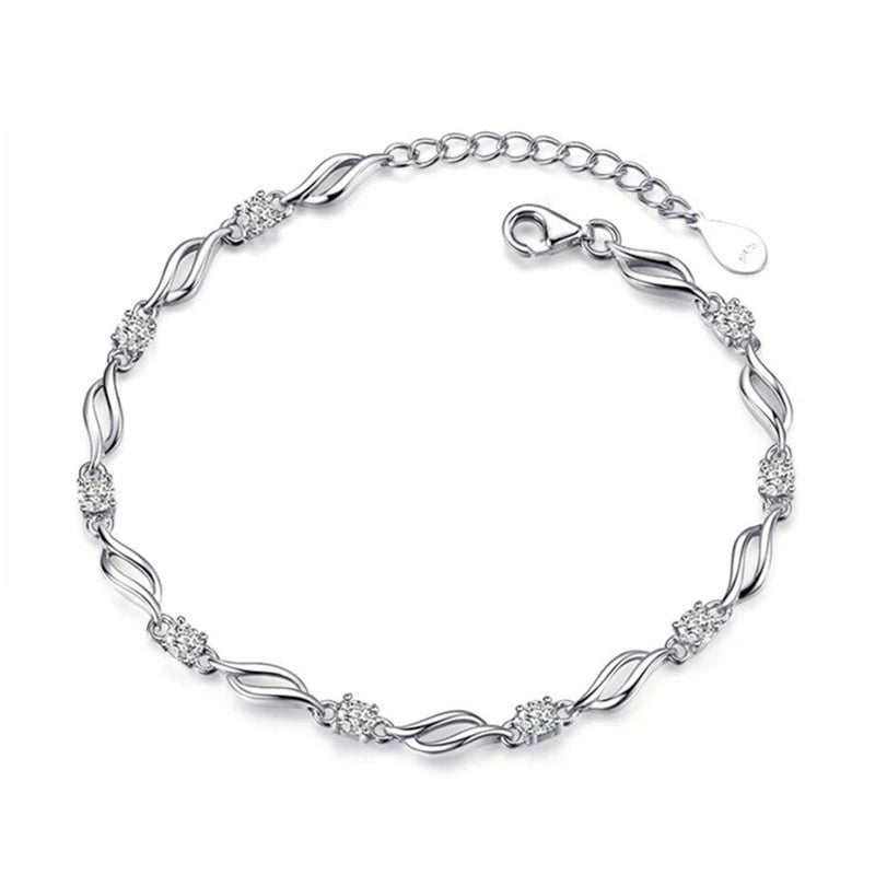 925 Sterling Silver Charm Bracelet Romantic Style