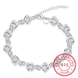 925 Silver Crystal Zirconia Cube Bracelet for Women