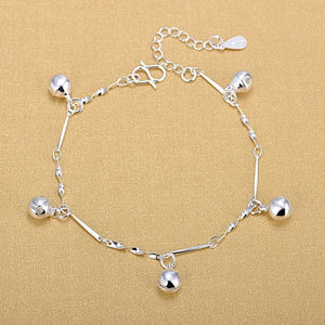 925 Sterling Silver Charm Bracelet Five Bell Anklet Jewellery