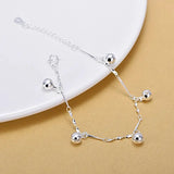 925 Sterling Silver Charm Bracelet Five Bell Anklet Jewellery