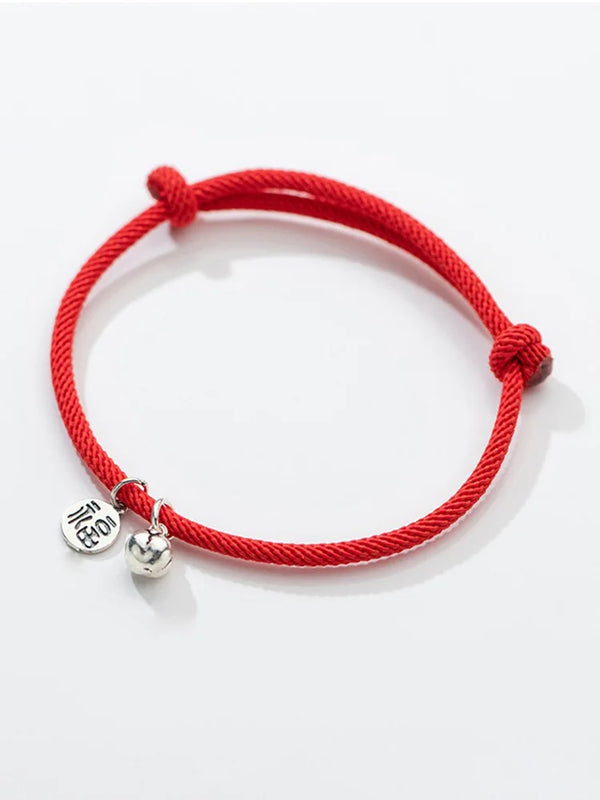 925 Silver Charm Bracelet Red Thread Rope Bangle Chinese Jewelry Lucky Gift