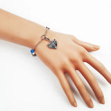 925 Silver Charm Bracelet with Dragonfly in Heart Turquoise Pendant