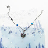 925 Silver Charm Bracelet with Dragonfly in Heart Turquoise Pendant