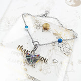 925 Silver Charm Bracelet with Dragonfly in Heart Turquoise Pendant