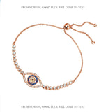 925 Silver Evil Eye Bracelet CZ Tennis Rose Jewelry