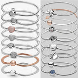925 Silver Charm Bracelet Sparkling Heart Snake Chain Style S925 Women Jewelry