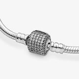 925 Silver Charm Bracelet Sparkling Heart Snake Chain Style S925 Women Jewelry