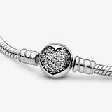 925 Silver Charm Bracelet Sparkling Heart Snake Chain Style S925 Women Jewelry