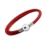 925 Silver Charm Bracelet Red Leather DIY Jewelry