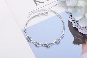 925 Silver Zirconia Plum Flower Bracelet for Women